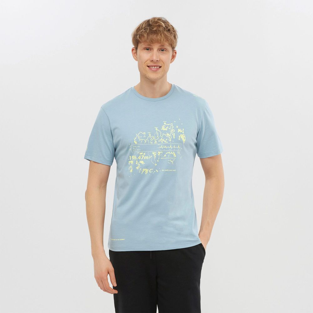 SALOMON OUTLIFE GRAPHIC SALOMONOTONE SS M Philippines - Men's Tee Shirt - Ashley Blue | 416590-NEI